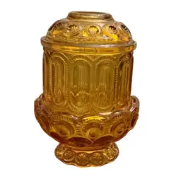 Vintage L.E. Smith 2-piece Amber Moon And Stars Fairy Lamp 6 1/2” X 4 1/2” READ