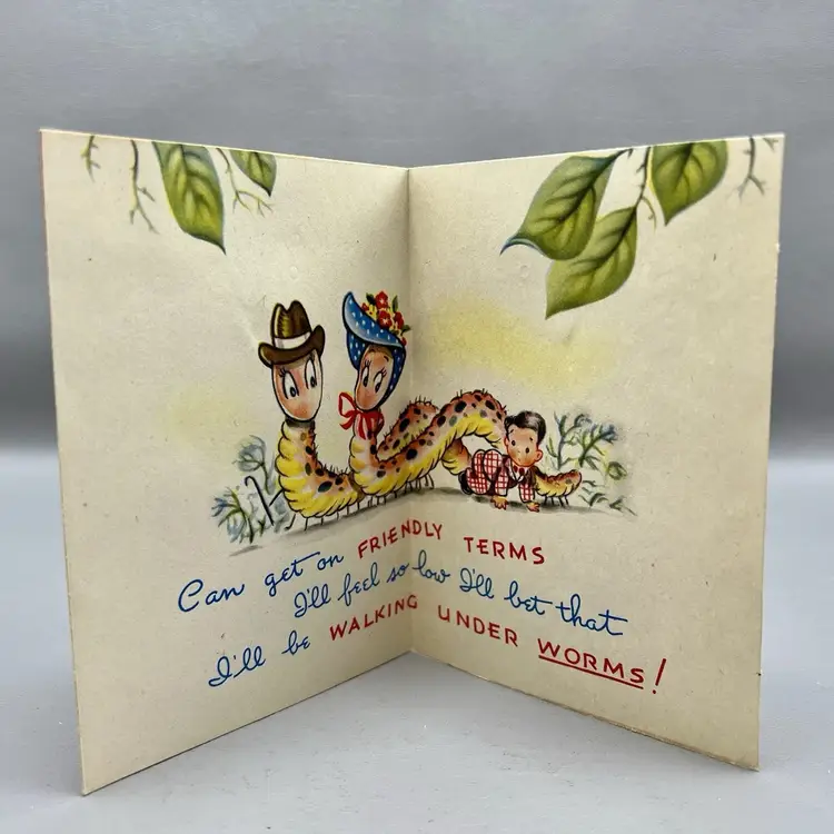 Vintage Valentine Card "Gee Whiz" Boy Girl Looking Out Windw Hearts 5"