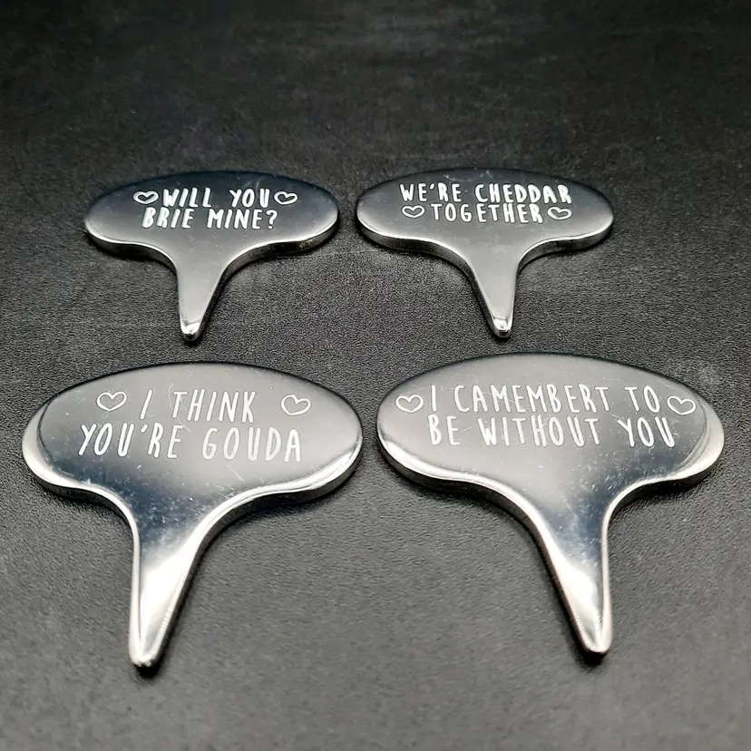 Stainless Steel Cheese Picks Markers Set of 4 Charcuterie Board Love Valentine