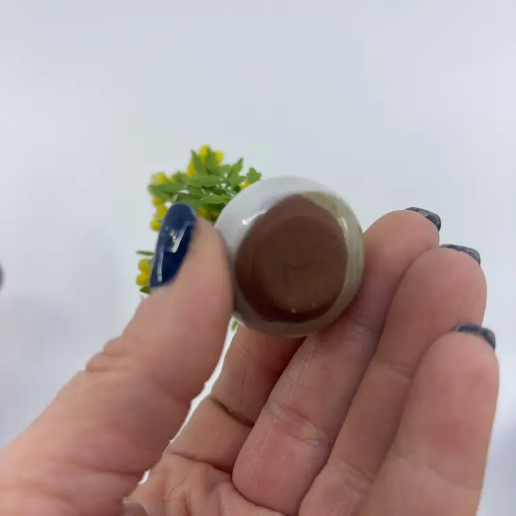 Mini Pottery Vase With Yellow Flowers 3.5”