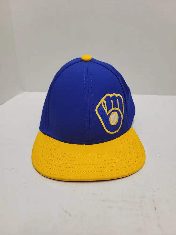 Milwaukee Brewers Blue  Snapback Hat vtg Baseball Trucker Cap MLB Youth