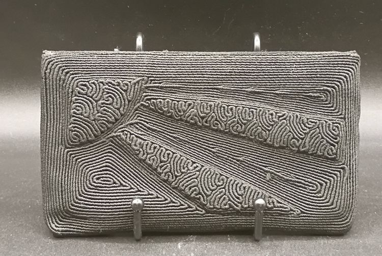 Vintage 1940s-50s Geniune CORDE' Black Zip Clutch Purse Retro Evening Cocktail