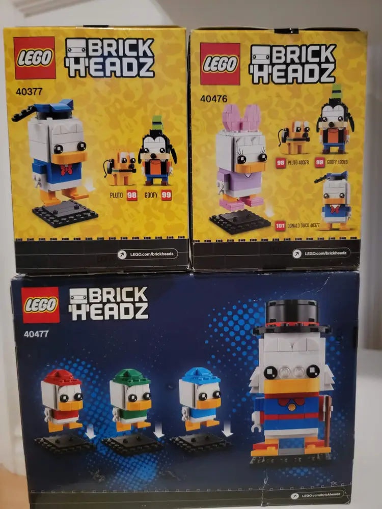 Lego Brickheadz bundle: 40377, 40476, & 40477: Donald Duck, Daisy Duck, & Scrooge McDuck, Huey, Dewey & Louie