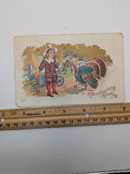 E77. ANTIQUE POSTCARD POSTMARKED 1912 J Herman THANKSGIVING GREN 1¢ STAMP