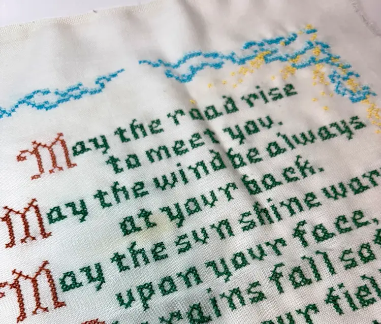 Vintage 1976 Irish Blessing Sampler Hand Crafted