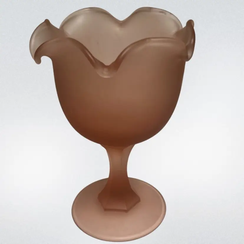 Pink Satin Depression Glass - Compote – Ruffled Rim - Pedestal- Candy Dish – 6.25” × 4.5”