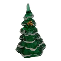#01 - Fenton Green Sugared Christmas Tree With Golden Pear - 6.25”