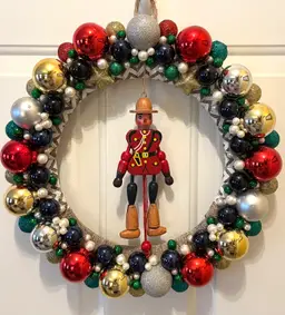 Handmade Mixed Ornament Christmas Wreath Wood Plastic Vtg One of a Kind 14.5” D