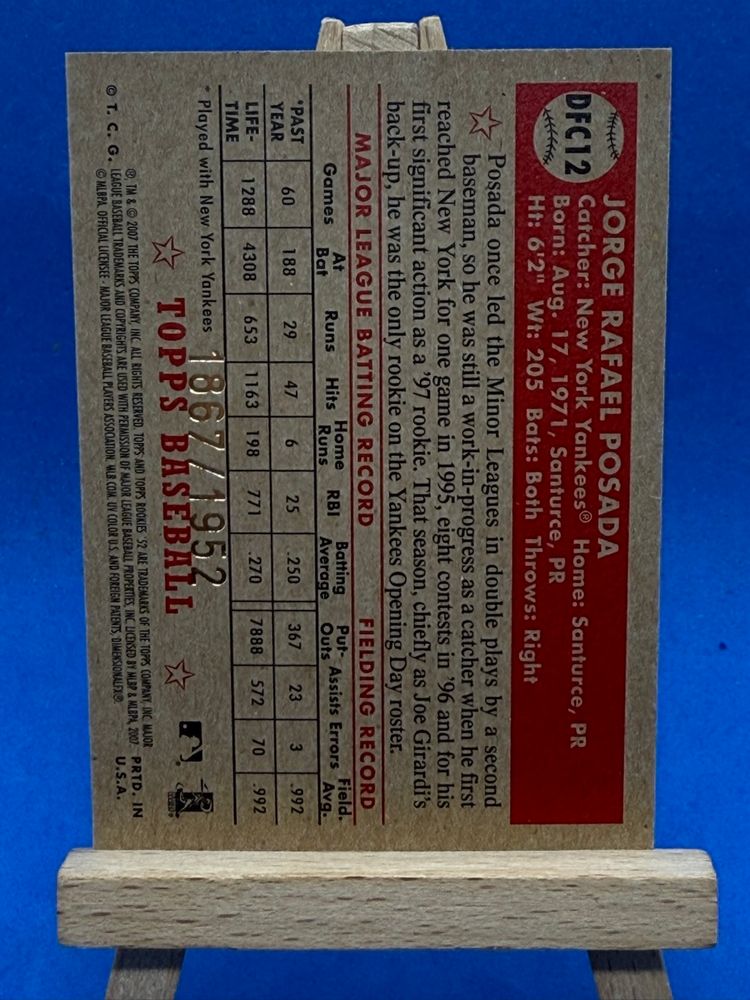 2007 Topps 52 Jorge Posada Chrome /1952 DFC12 New York Yankees A33