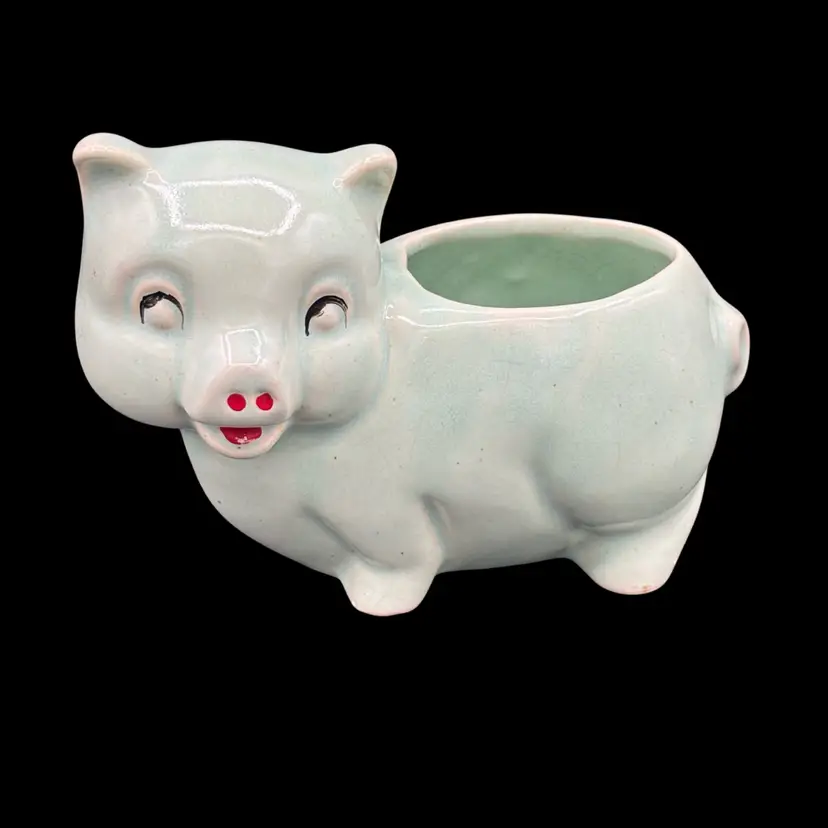 Vintage planter - green pig