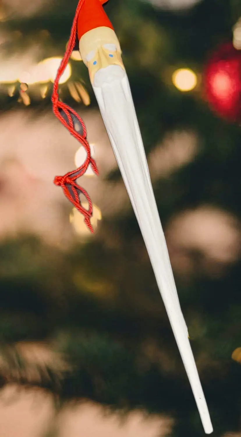*VTG* Department 56 Carved Santa Head Ornament White Icicle Beard 11” Christmas