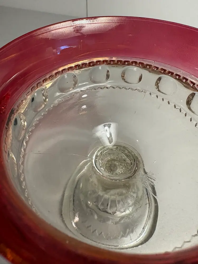 Indiana Glass KING'S CROWN & DIAMOND Point Ruby Flashed Compotes & Bowl