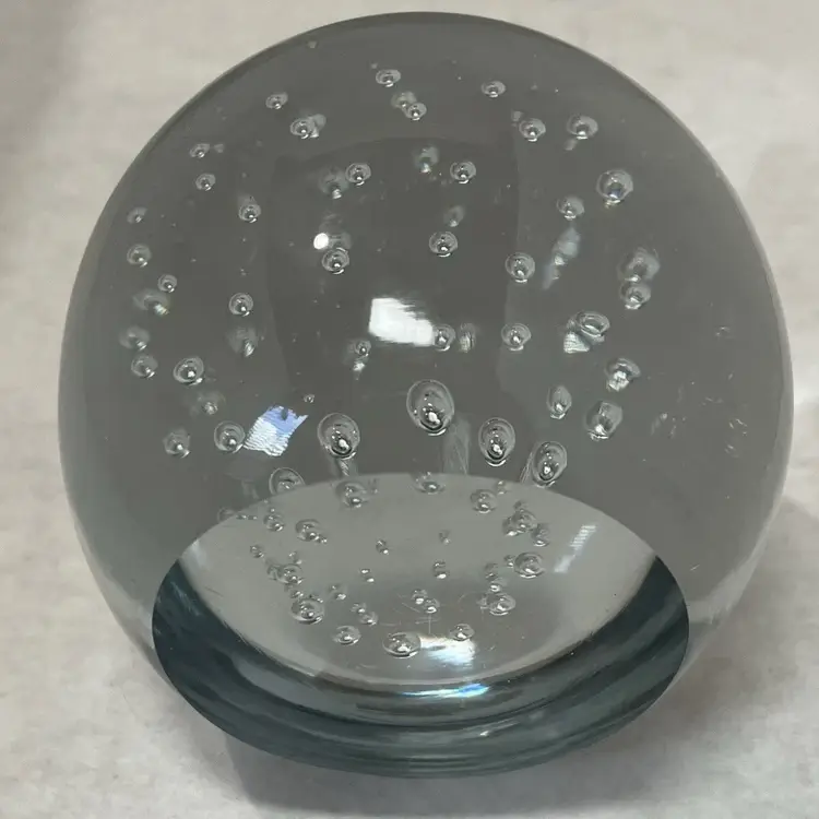 Bullicante Paperweight Controlled Bubble Clear Glass  Signed By Lyn 1979 Gift