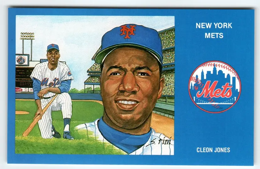 1969 NY Mets Baseball Postcard Susan Rini Cleon Jones Unused Limited Edition