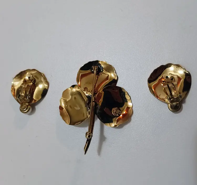 VTG Winard Pin and Earring Set 12 K GF