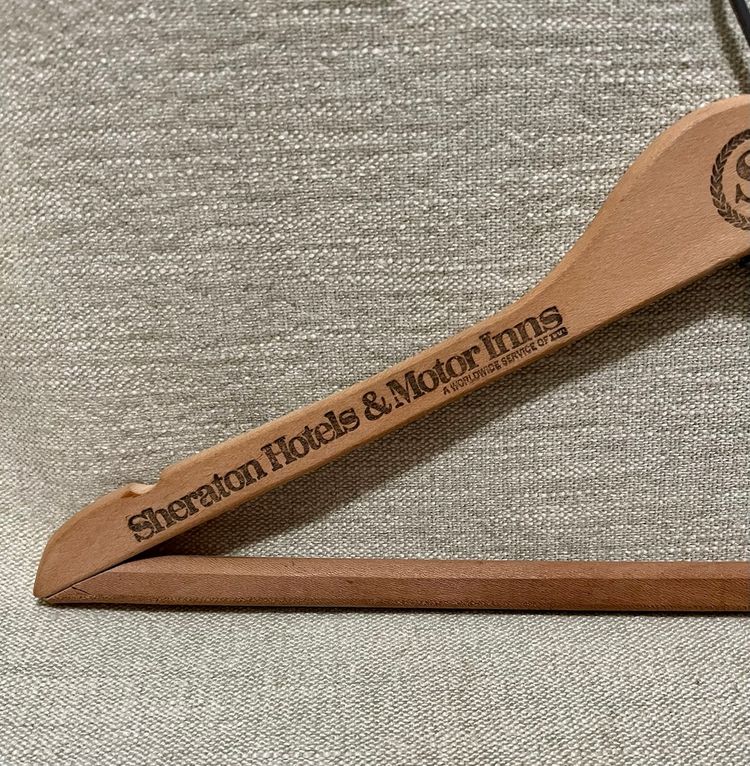 Sheraton Hotels & Motor Inns VTG Advertising Wooden Coat Hanger Clothes Home