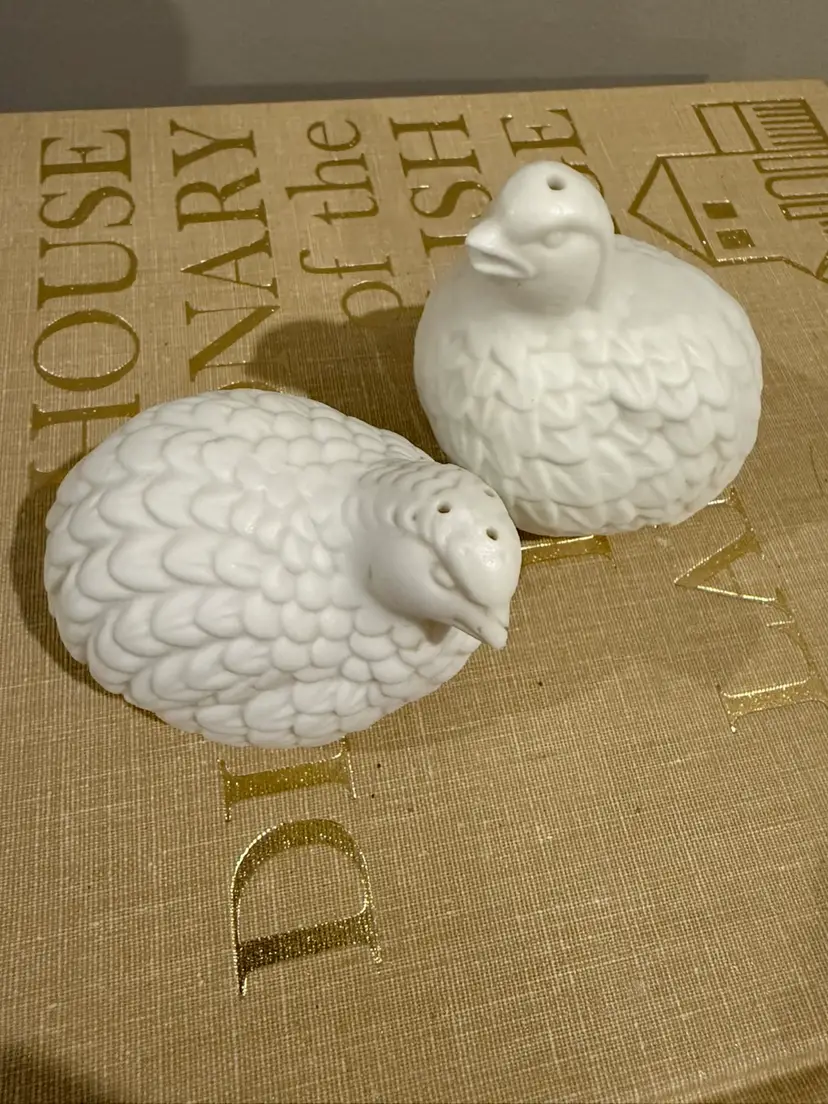 Bisque White Porcelain Quail Salt and Pepper Shakers Set