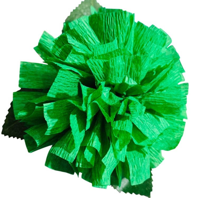 Vibrant Crepe Paper Flowers Made By Me Kelly Green Color Marigold Carnation Blossom 3.5-4” Diameter Blossom And 5.5-6” Tall Overall