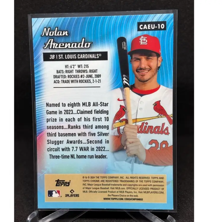Nolan Arenado 2024 Topps Chrome Update
All-Etch Insert CAEU-10
St. Louis Cardinals