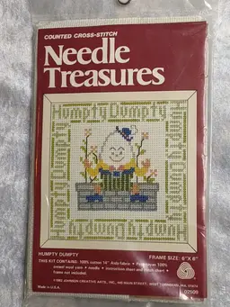 Needle Treasures Humpty Dumpty Counted Cross Stitch 1982 USA New Sealed 02509Baby Childs Room Decor