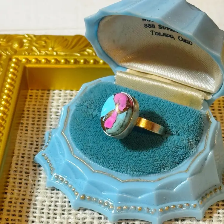 Sterling Silver Cotton Candy Turquoise Ring 10.25