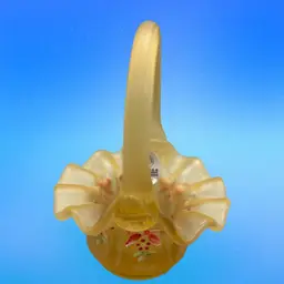 07Fenton Amber Harvest Hand Painted Basked