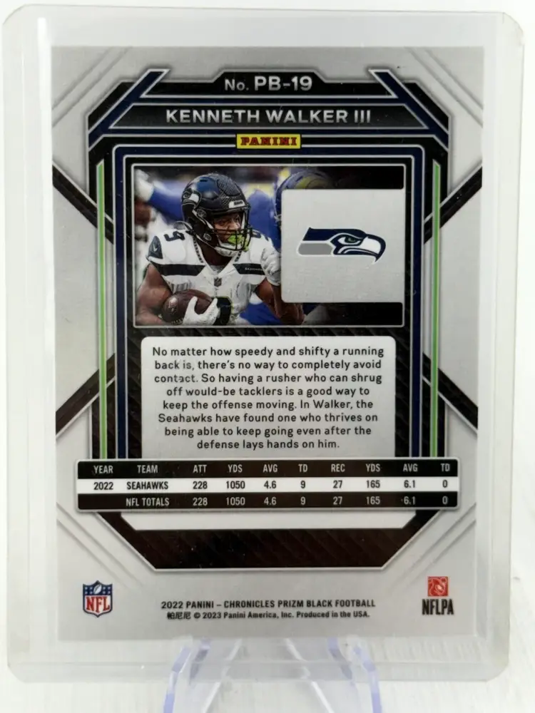 2022 Panini Chronicles - Prizm Black #PB-19 Kenneth Walker III (RC) Seahawks