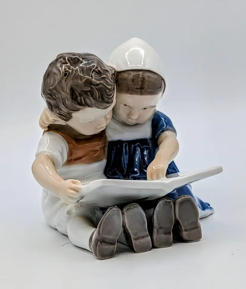 B&G Denmark 1567 Children Reading Figurine Mid Century Porcelain