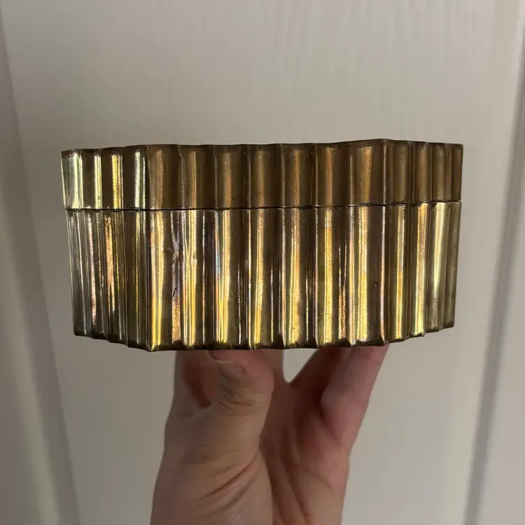 Vintage Solid Brass Fluted Octagonal Box
