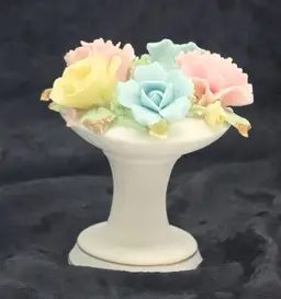 Lefton Porcelain Floral Candle Stick Holder  3"