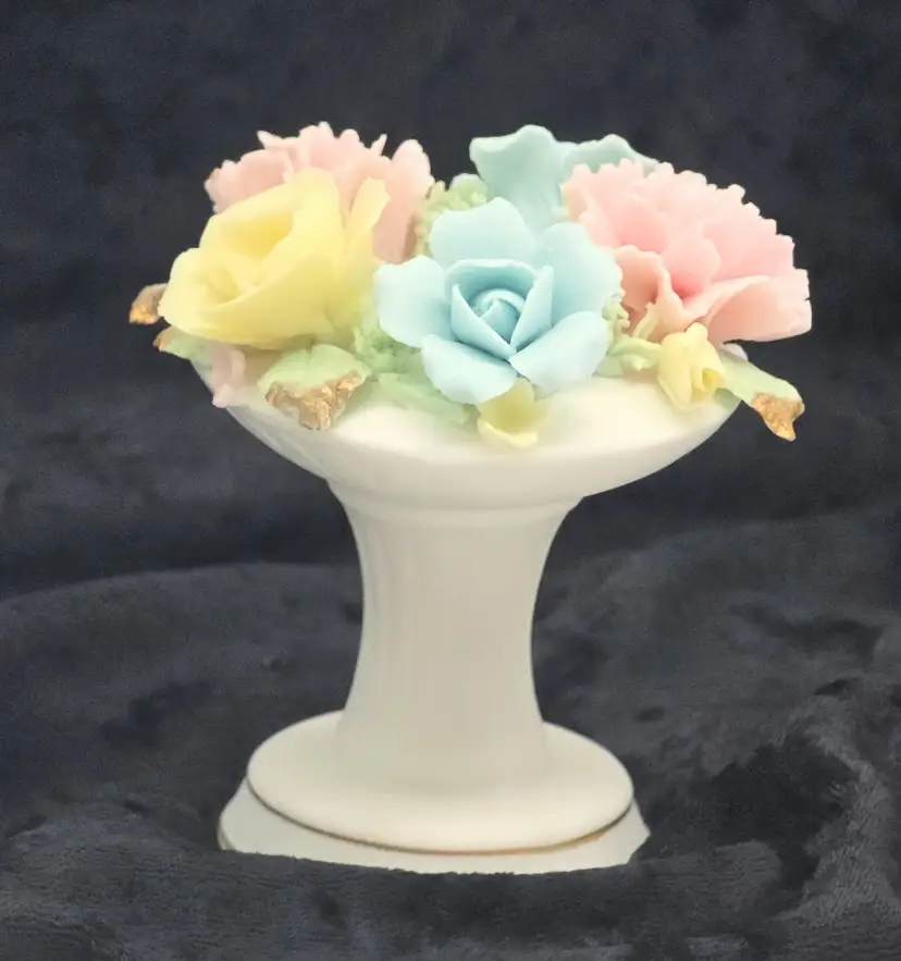 Lefton Porcelain Floral Candle Stick Holder  3"