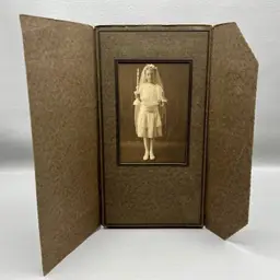 Antique Photo Young Girl First Holy Communion Confirmation Portrait Candle Bible Black & White