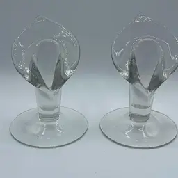 Pair Of Cambridge Imperial Glass Pristine Jack In Pulpit Calla Lily Candlesticks