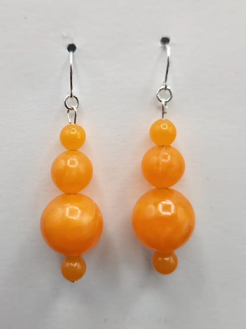 Made by me! #01 Upcycled Vinatage Orange Beaded Earrings