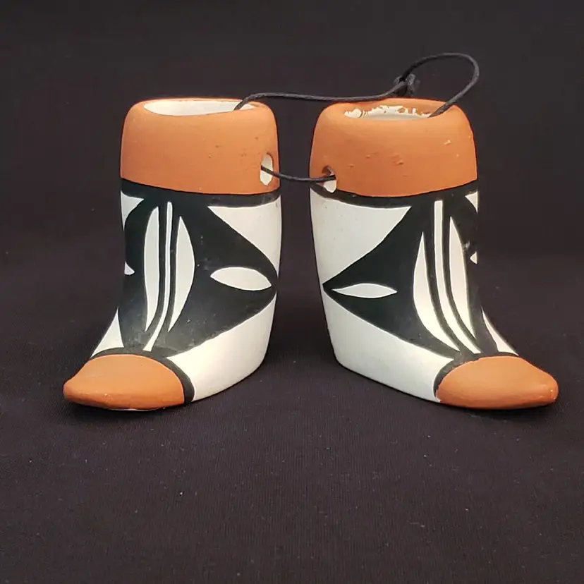 Ceramic Cowboy Boots Pair - Handmade & Signed FELIZ N.M. - Polychrome