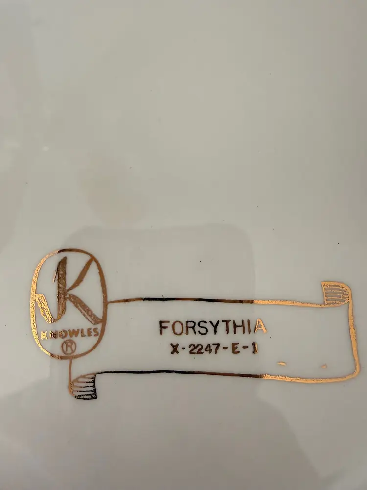 Vintage Knowles Forsythia Dinner Plate 10 Inch | Yellow Floral China | Knowles X-2247-E-1 | Cottagecore Spring Tableware