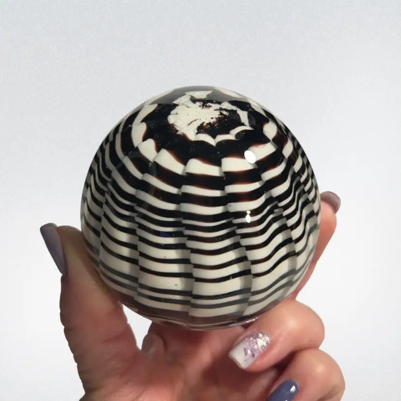 Art Glass Paperweight Brown/Burgundy Striped | 2.5” *(read)