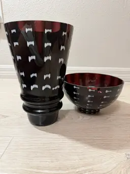 Vintage Black and White Art Deco Glass Set