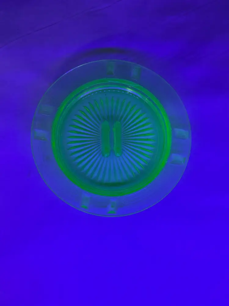 Vintage Hazel Atlas Green Uranium Glass Ashtray w/ Matchbook Holder 5.5”