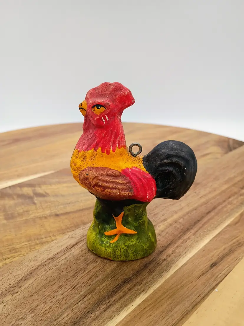Vaillancourt Folk Art Chalkware Rooster Chicken Ornament 3.75" Vintage Very Rare.