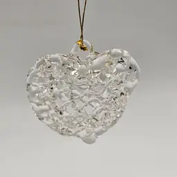 Hand Blown spun clear glass Christmas Tree ornament heart shake