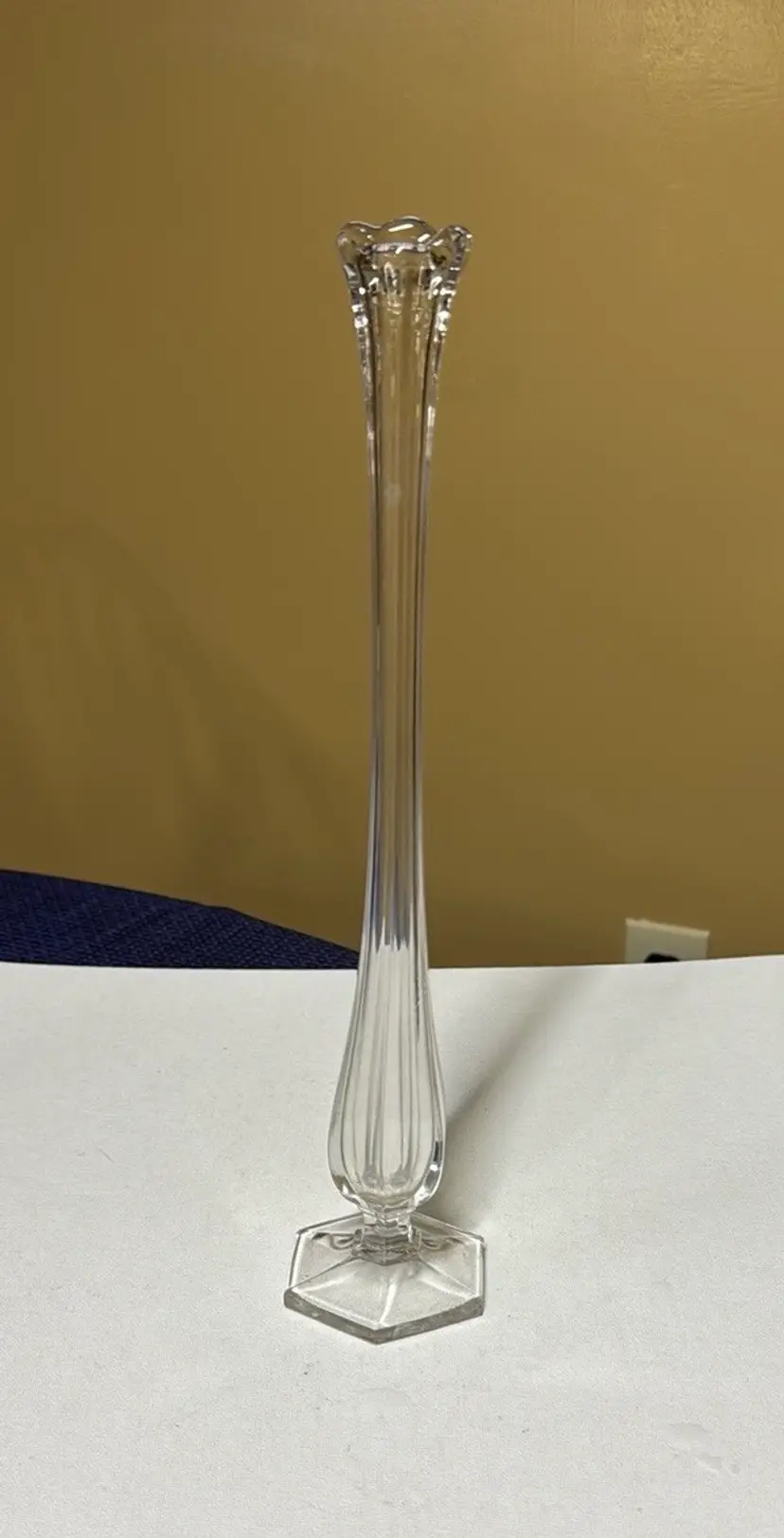 Westmoreland Clear Swung Glass Bud Vase 12.5” tall
