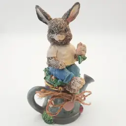 Bunny Rabbit on Watering Can Easter Hinged Trinket Box