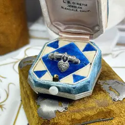 Judith Ripka Dangle Heart Charm CZ Diamonique Sterling Silver Ring Size 7