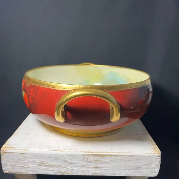 Antique H.C. Royal Bavaria Jul H. Brauer Painted Strawberry Bowl- Signed