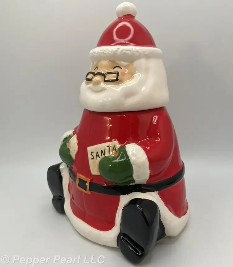 Ceramic Cookie Jar Santa Christmas 356