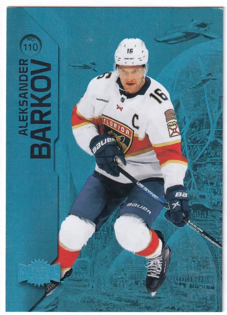 2023-24 Metal Universe Blue Spectrum FX #110 Aleksander Barkov Florida Panthers Hockey Card