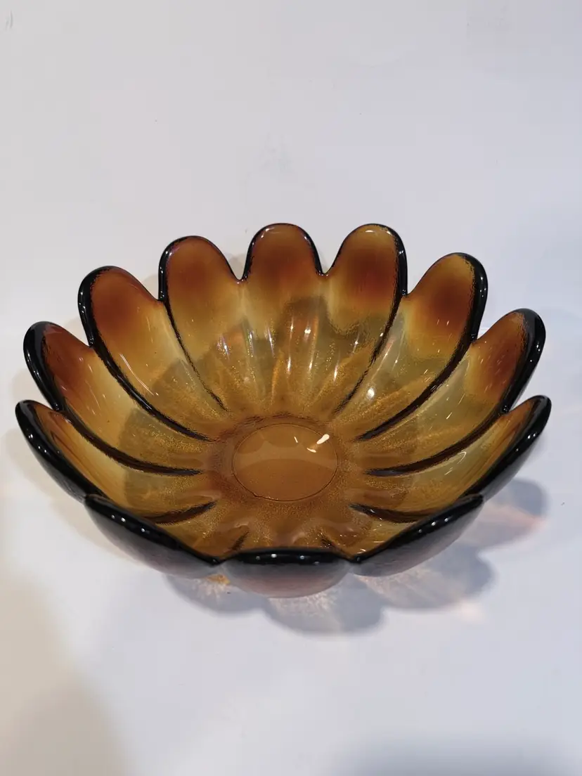 Mid-century Indiana glass 12 petal Lotus Bowl.
