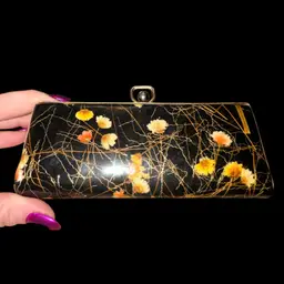 Vintage Eyeglasses Case Made With Pressed Leaves Plastic 1960s