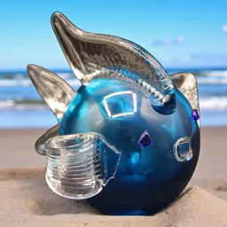 Aqua Blue Art Glass Hollow Blown Glass Figurine 3 3/4” Tall